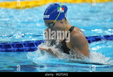 Scandone Pool, Naples, Italy. 8th July, 2019. 30th Summer Universiade Competition day 5; Women's 200m Breaststroke, Francesca Fangio (ITA) Credit: Action Plus Sports/Alamy Live News Stock Photo