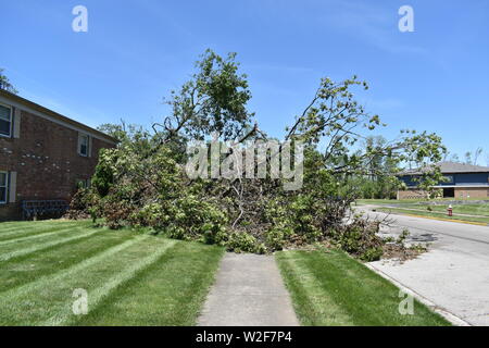 Tornado damage that occurred on May 27, 2019 in the Dayton, Ohio vicinity Stock Photo