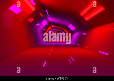 3D rendered Illustration of a scifi Tunnel of a spaceship or station. Stock Photo