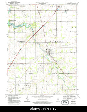 USGS TOPO Map Indiana IN Warren 156193 1969 24000 Restoration Stock Photo