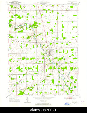 USGS TOPO Map Indiana IN Warren 160347 1950 24000 Restoration Stock Photo