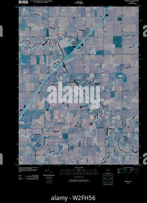 USGS TOPO Map Indiana IN Warren 20100525 TM Inverted Restoration Stock Photo