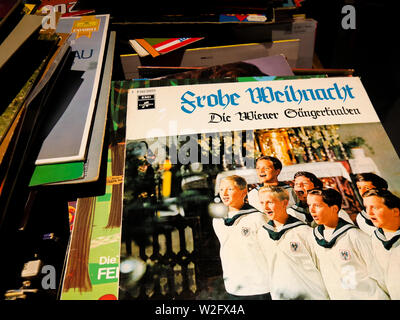 cover of and old vinyl álbum of the Boys choir of vienna for sell on a second hand store in a program to prefent solid waste Stock Photo