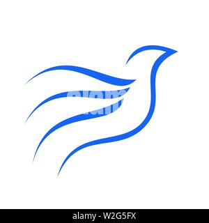 Flying Line Art Abstract Bird Vector Symbol Graphic Logo Design Template Stock Vector