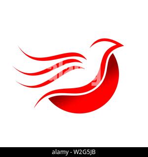 Abstract Flying Red Dove Bird Vector Symbol Graphic Logo Design Template Stock Vector