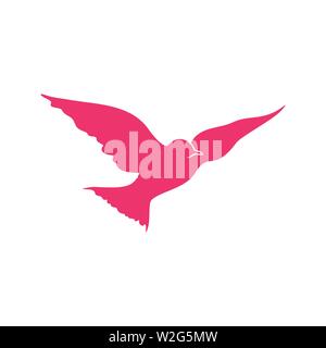 Flying Pink Bird Open Wings Vector Symbol Graphic Logo Design Template Stock Vector