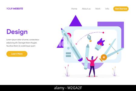 Landing page template of Design Illustration Concept. Modern flat design concept of web page design for website and mobile website Stock Vector