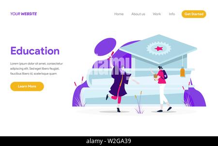 Landing page template of Education Illustration Concept. Modern flat design concept of web page design for website and mobile website Stock Vector