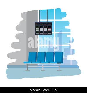 airport waiting room place with chairs and monitor Stock Vector