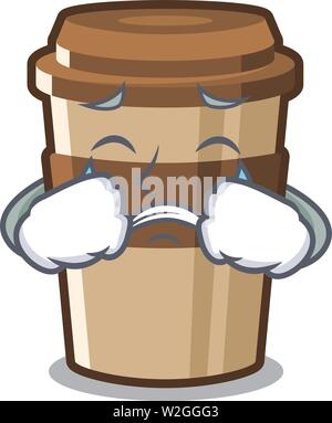 Crying espresso poured in the character bottle Stock Vector