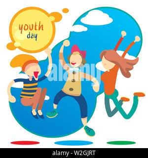 Happy Youth Day Celebration with young Boy and Girl Stock Vector