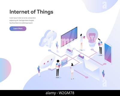 Landing page template of Internet of Things Illustration Concept. Modern Flat design concept of web page design for website and mobile website Stock Vector