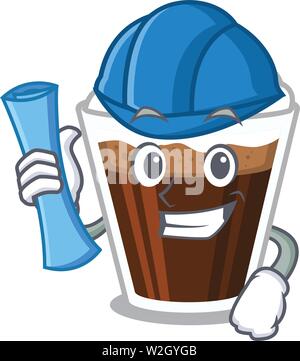 Architect Irish coffee poured in glass cartoon Stock Vector