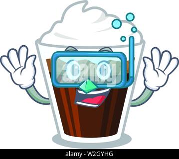 Diving Irish coffee poured in glass cartoon Stock Vector