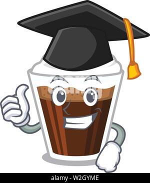 Graduation Irish coffee poured in glass cartoon Stock Vector