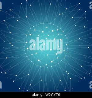 Geometric pattern with connected lines and dots. Stock Vector