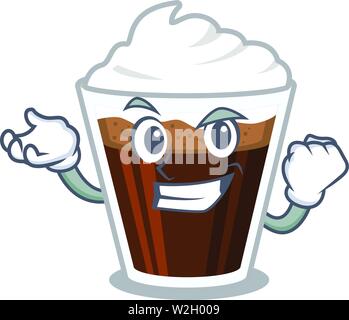 Successful Irish coffee poured in glass cartoon Stock Vector