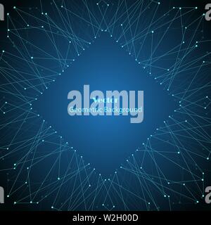 Geometric pattern with connected lines and dots. Stock Vector