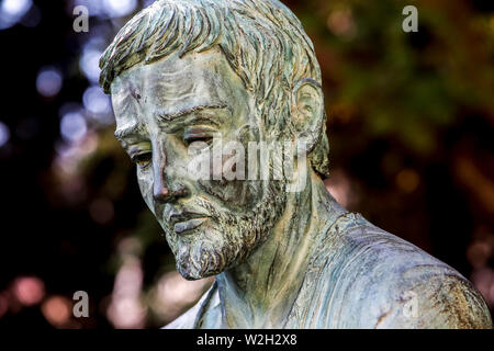 St Joseph statue in the courtyard of the Annunciation Roman catholic basilica, Nazareth, Galilee, Israel. Detail. Stock Photo