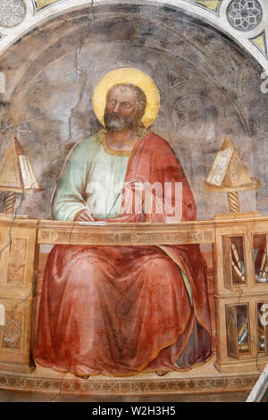 The Padua Baptistery. Ceilling frescoes  14th century by Giusto de Menabuoi. Matthew the apostle.  Padua. Italy. Stock Photo