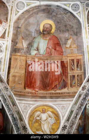 The Padua Baptistery. Ceilling frescoes  14th century by Giusto de Menabuoi. Matthew the apostle.  Padua. Italy. Stock Photo