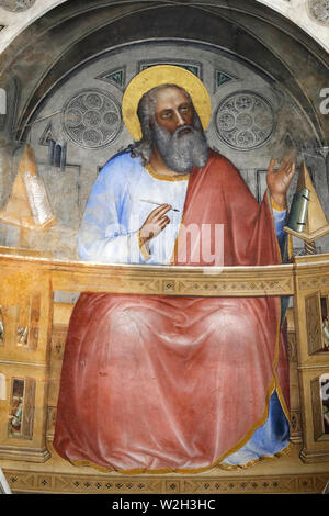 John the Apostle.  The Padua Baptistery. Ceilling frescoes  14th century by Giusto de Menabuoi.  Padua. Italy. Stock Photo