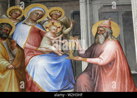 The Padua Baptistery. Ceilling frescoes  14th century by Giusto de Menabuoi. The circumcision of Jesus. Padua. Italy. Stock Photo