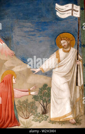 The Scrovegni Chapel. Fresco  by Giotto, 14 th century.  The Resurrection of Christ.  Padua. Italy. Stock Photo