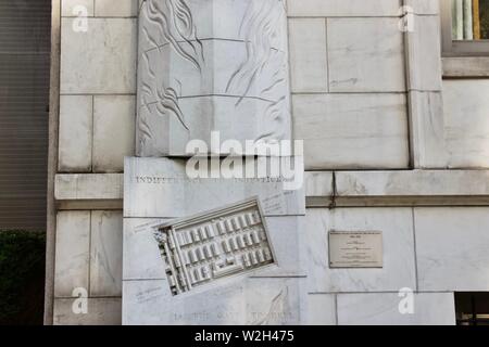 Memorial to Victims of the Injustice of the Holocaust is a sculpture by Harriet Feigenbaum,outside the Appellate Division Courthouse on Madison Avenue Stock Photo