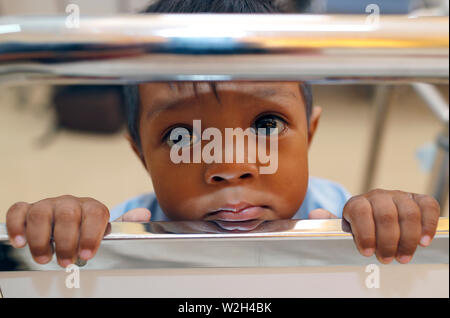 Calmette Hospital. Cardiac surgery ward.  Young boy.  Phnom Penh. Cambodia. Stock Photo