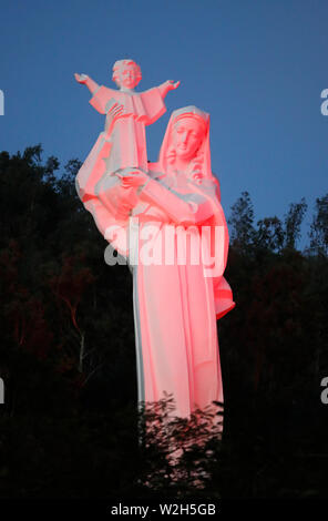 Bai Dau Parish Church.  Giant Virgin Mary and Child statue (28 meters). Stock Photo