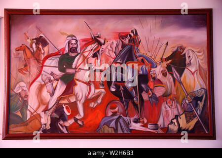 Bektachi (Bektashi) tekke in Gjakove, Kosovo. Painting depicting the Kerbala battle. Stock Photo