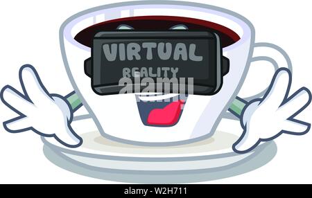 Virtual reality latte macchiato in the cartoos shape Stock Vector