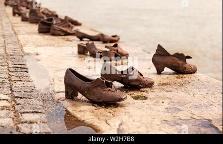 Budapest, Hungary - May 28, 2019: shoes by the Danube Stock Photo