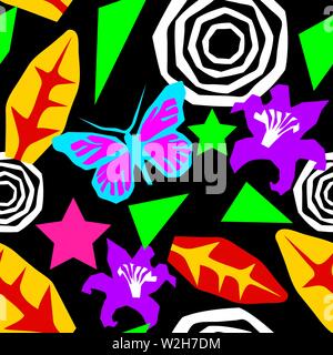 Memphis seamless pattern in the style of 80's. Stock Vector