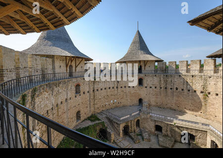 Inner space of medieval fortress in Soroca, Republic of Moldova Stock Photo
