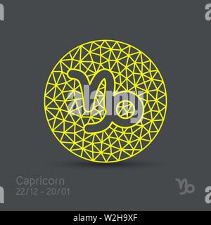 Capricorn zodiac sign in circular frame, vector Illustration. Contour icon. Abstract symbol. Stock Vector