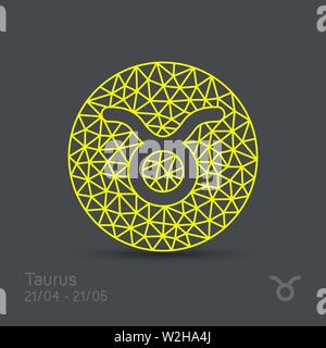 Taurus zodiac sign in circular frame, vector Illustration. Contour icon ...