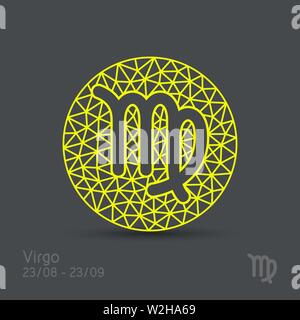 Virgo zodiac sign in circular frame, vector Illustration. Contour icon. Abstract symbol. Stock Vector