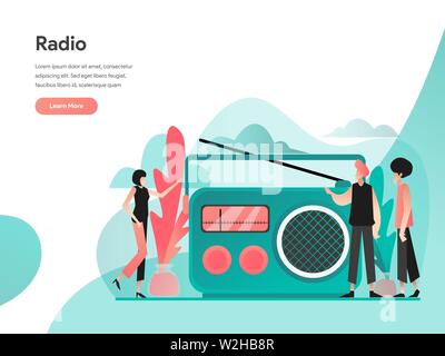Radio Illustration Concept. Modern flat design concept of web page design for website and mobile website.Vector illustration EPS 10 Stock Vector