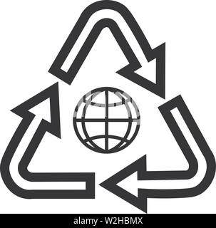 Globe on the topic of ecology and recycling. Elements for the mobile concept and web design. Stock Vector