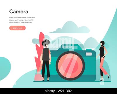 Camera Illustration Concept. Modern flat design concept of web page design for website and mobile website.Vector illustration EPS 10 Stock Vector