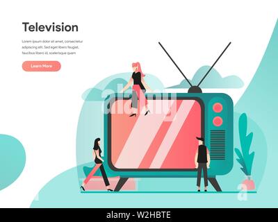 Television Illustration Concept. Modern flat design concept of web page design for website and mobile website.Vector illustration EPS 10 Stock Vector