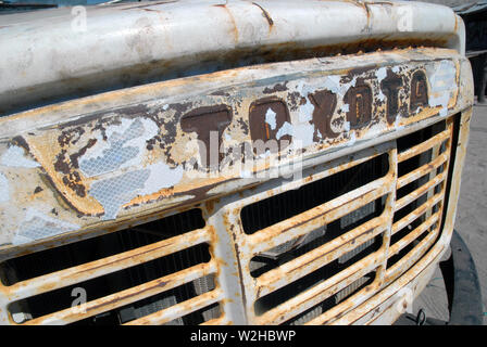 Rusty grill of an old Toyota truck, Mwandi, Zambia, Africa. Stock Photo
