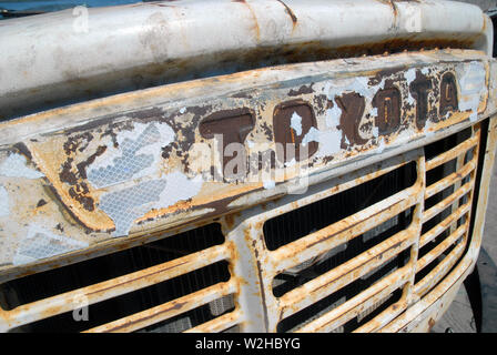 Rusty grill of an old Toyota truck, Mwandi, Zambia, Africa. Stock Photo