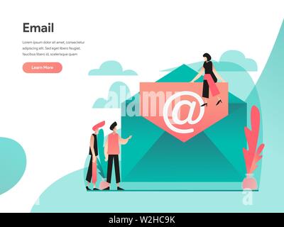 Email Illustration Concept. Modern flat design concept of web page design for website and mobile website.Vector illustration EPS 10 Stock Vector