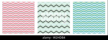 Vector Seamless pattern set zig zag background Stock Vector