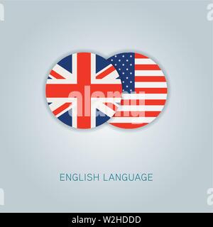 English Language icon USA UK flags Stock Vector