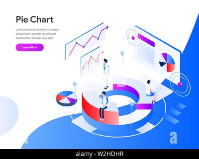 Pie Chart Isometric Illustration Concept. Modern flat design concept of web page design for website and mobile website.Vector illustration EPS 10 Stock Vector