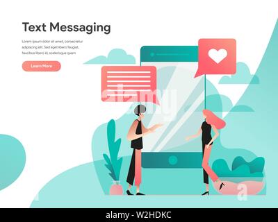 Text Messaging Illustration Concept. Modern flat design concept of web page design for website and mobile website.Vector illustration EPS 10 Stock Vector